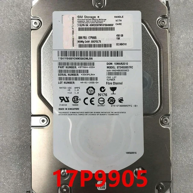 Alt view image 2 of 2 - 3.5" 450GB FC Server Hard Drive for DS6000 DS8000 Storage, 15000RPM 16MB Cache Part 17P9905 45W2326, Fully Tested Working Enterprise Fibre Channel HDD