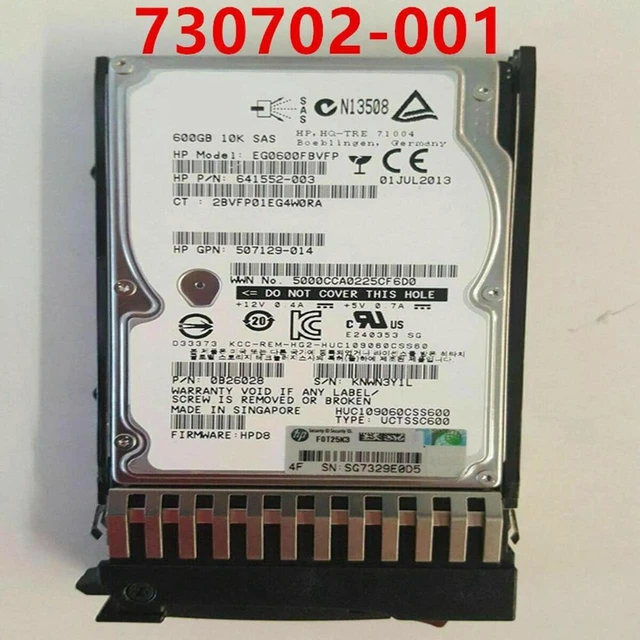 Main image of 2.5" 300GB SAS Server Hard Drive 10000RPM 6Gb/s 64MB Cache for MSA Storage, Part C8S58A 730702-001, Fully Tested Working Replacement Enterprise SAS HDD
