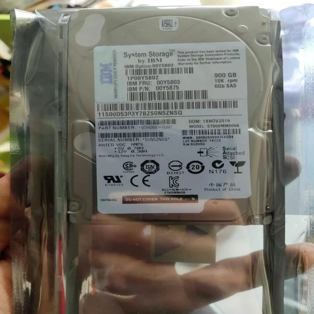 Alt view image 2 of 2 - 2.5" 900GB SAS Server Hard Drive, 6Gb/s 10000RPM 64MB Cache for V5000 Storage, Part 00Y5802 00Y5803 00Y5785, Fully Tested Working Replacement Enterprise HDD