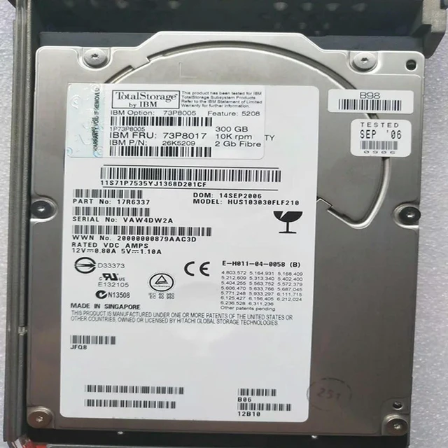 Alt view image 2 of 2 - 3.5" FC Server Hard Drive 300GB 10000RPM 64MB Cache for DS4300 DS4700 Storage, Part 73P8017 73P8005 26K5209, Fully Tested Working Replacement Enterprise Fibre Channel HDD