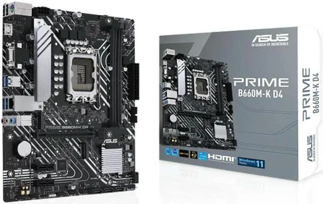 Alt view image 3 of 4 - M-ATX Desktop Motherboard PRIME B660M-K D4, Intel B660 LGA1700 Socket, Supports 12th Gen CPU, Max 64GB DDR4 5333+(OC)MHz, PCIe 4.0, Fully Tested Working Replacement Mainboard