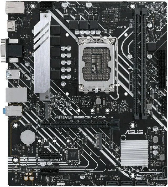 Alt view image 2 of 4 - M-ATX Desktop Motherboard PRIME B660M-K D4, Intel B660 LGA1700 Socket, Supports 12th Gen CPU, Max 64GB DDR4 5333+(OC)MHz, PCIe 4.0, Fully Tested Working Replacement Mainboard