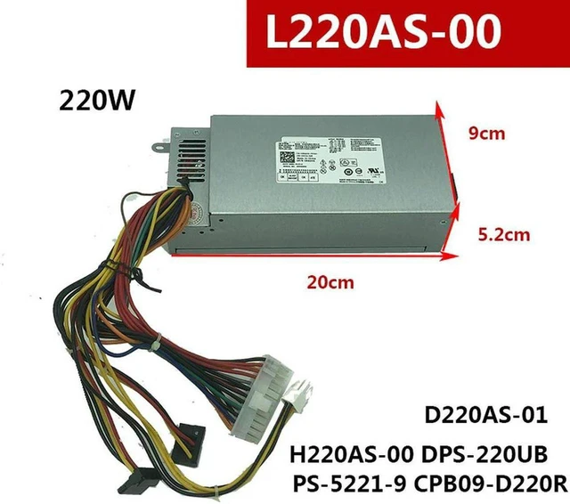 Alt view image 2 of 4 - 220W Flex ATX Power Supply PSU Replacement for Dell D06S 660S V270S, Model PS-5221-04 DPS-220UB-3 B GW-FLEX180 GW-FLEX220 DPS-220UB A DPS-220UB 2A, Small Form Factor Switching Power Unit for Slim Desk