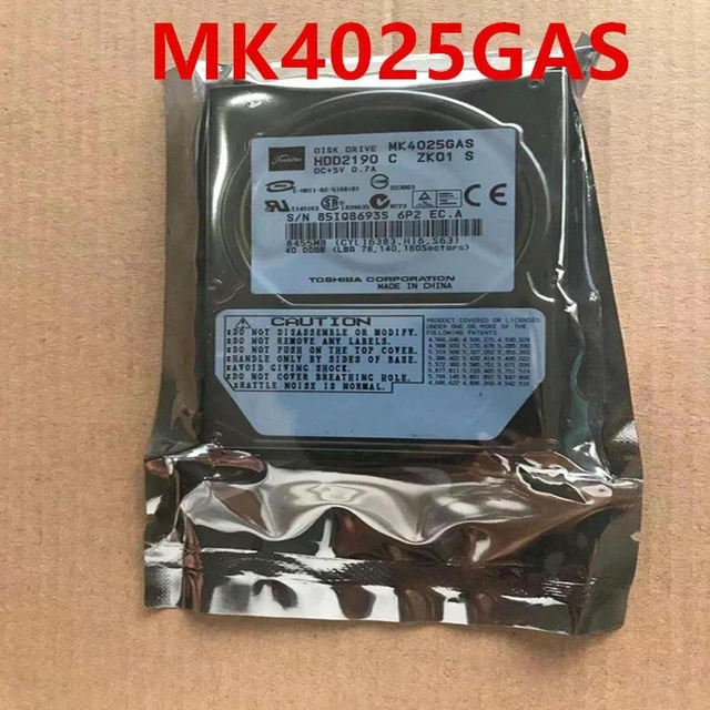 Main image of 40GB 2.5" IDE Laptop Internal Hard Drive Replacement, 5400RPM 2MB Cache PATA HDD Model MK4025GAS, Retro Notebook Storage Disk, Old IDE Hard Disk Spare Part for Legacy Laptop Restoration and Hardware R