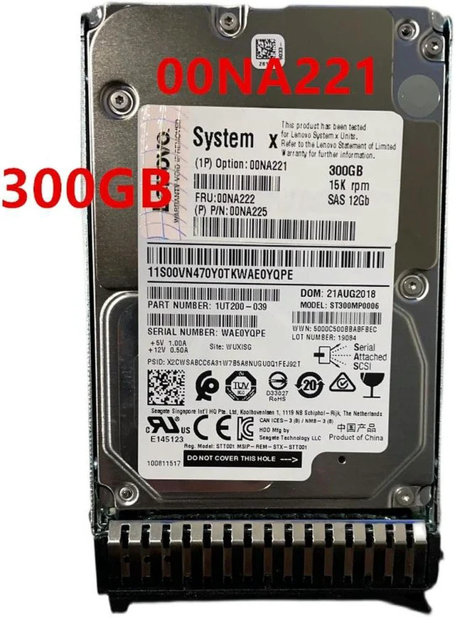 Main image of 300GB 2.5 inch SAS 12Gbps 15K RPM Server Hard Drive Replacement for Lenovo X3650 M5 Rack Server, PN 00NA221 00NA222 00NA225, 32MB Cache Enterprise Internal HDD, 100% Tested Good Sector Storage Disk fo