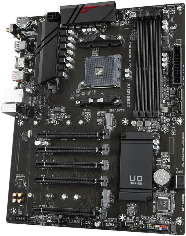 Alt view image 4 of 4 - B550 UD AC AM4 Motherboard, Supports Ryzen 5 5600G 5600, Ryzen 7 5700X3D 5800X3D 5700X 5800X 3800X, Ryzen 9 5900 5950X CPU, DDR4, PCIe4.0, Wi-Fi AC ATX Mainboard for PC Build & Upgrade