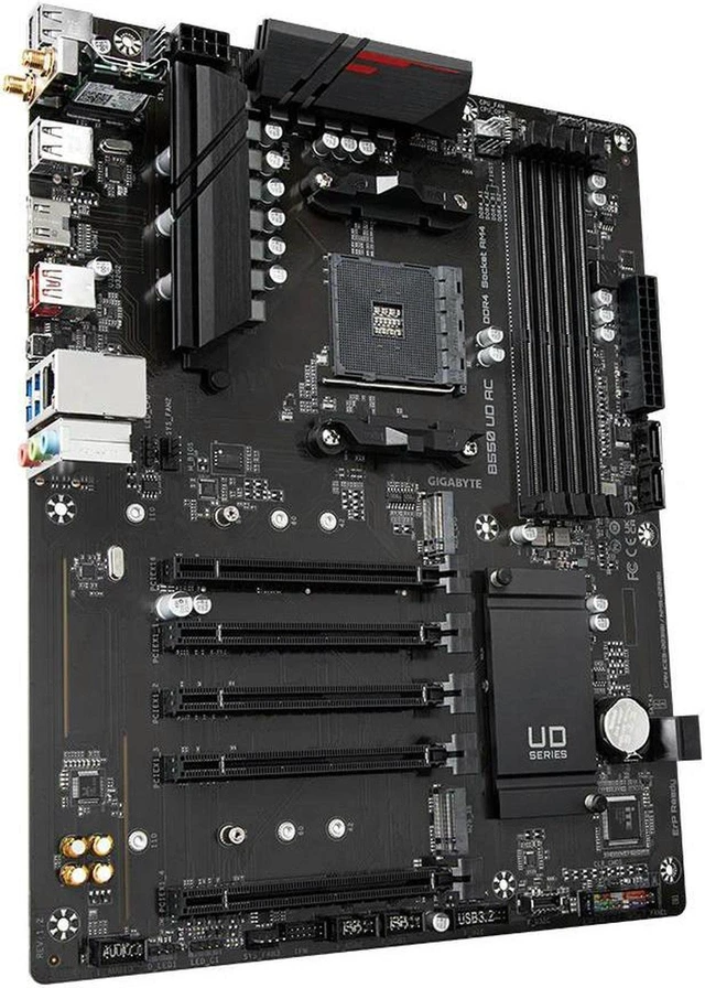 Alt view image 3 of 4 - B550 UD AC AM4 Motherboard, Supports Ryzen 5 5600G 5600, Ryzen 7 5700X3D 5800X3D 5700X 5800X 3800X, Ryzen 9 5900 5950X CPU, DDR4, PCIe4.0, Wi-Fi AC ATX Mainboard for PC Build & Upgrade