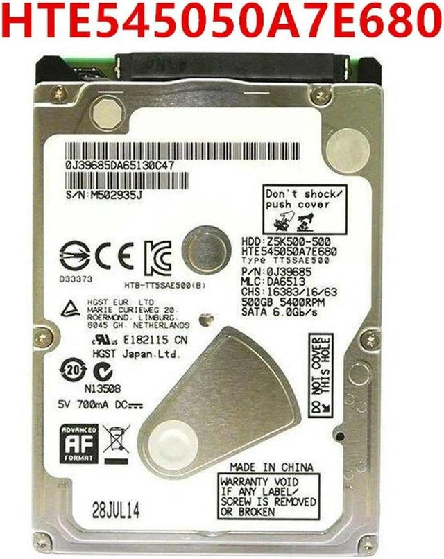 Alt view image 2 of 3 - 500GB 2.5" SATA 3Gb/s 5400RPM 8MB Cache Notebook Hard Drive Replacement for HGST HTE545050A7E680, Internal Laptop HDD, 100% Fully Tested for Notebook Storage Repair