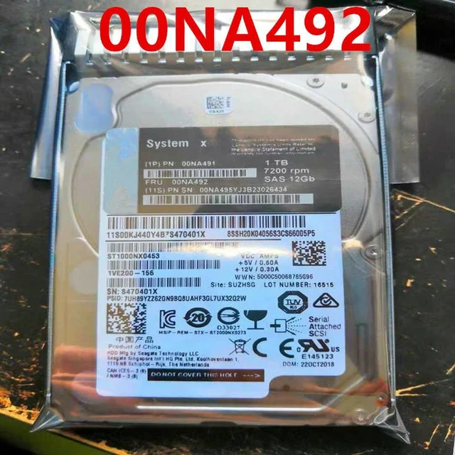 Main image of 1TB 2.5" SAS 7.2K 64MB Cache Enterprise Server Hard Drive PN 00NA492 00NA491 00NA495, Compatible with IBM Lenovo X3650 M5 X6 Server, 100% Fully Tested for Storage Array Repair