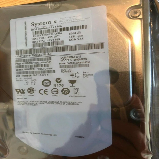 Alt view image 2 of 2 - 600GB 3.5" SAS 6Gb/s 15000RPM 64MB Cache Enterprise Storage Hard Drive PN 49Y1870 49Y1869 49Y1866, Compatible with IBM DS3512 DS5100 DS3500 Storage Array, 100% Fully Tested for SAN Storage Repair