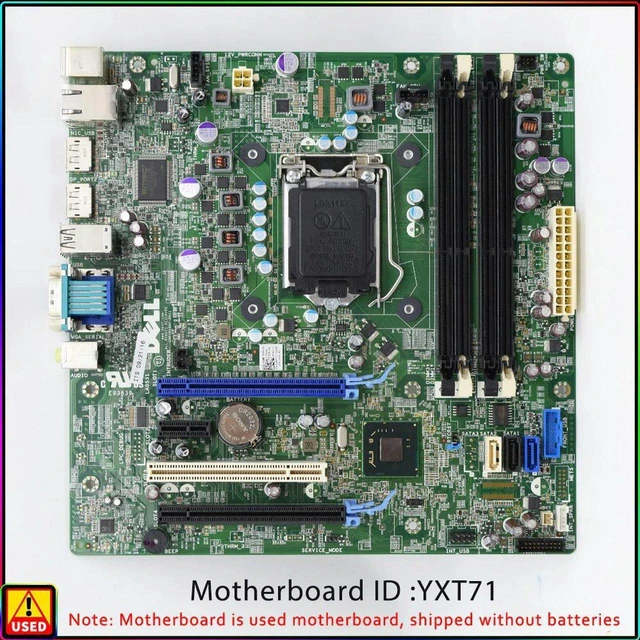 Main image of Dell OptiPlex 3010 7010 9010 DT Desktop Motherboard PN CN-0YXT71 0YXT71 YXT71, Intel Q77 LGA1155 DDR3 Mainboard, 100% Fully Tested for Business Desktop Repair