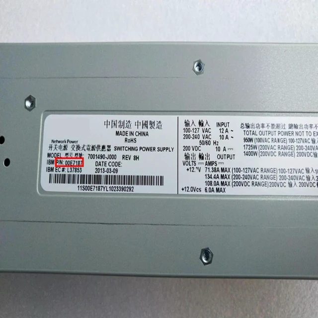 Alt view image 3 of 4 - Server Power Supply PSU for IBM P710 P720 P730 P740, Replacement Power Unit 7001490-J100 700149-J000 74Y9082 00E7187 00E8277 74Y5985 74Y8677 74Y4926