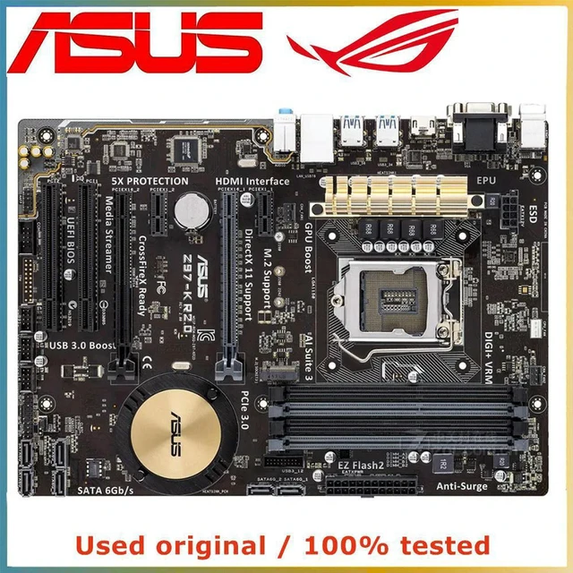 Alt view image 4 of 4 - ASUS PRIME Z97-K R2.0 ATX Motherboard, Intel Z97 Chipset LGA1150 Socket DDR3 Mainboard for 4th & 5th Gen Intel Core, Pentium and Celeron Processors, 4×DDR3 DIMM Dual Channel Max 32GB, PCI-E 3.0 X16, S