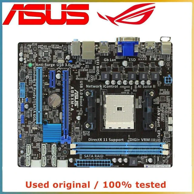 Main image of ASUS A85XM-A Motherboard FM2 Socket DDR3 32GB SATA III USB PCIe 3.0 x16 Desktop Mainboard Replacement 100% Tested