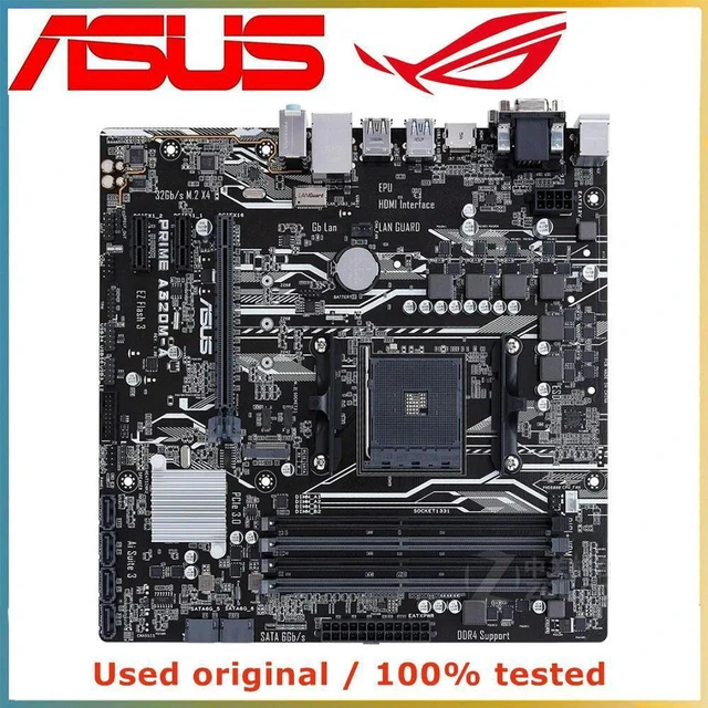 Main image of ASUS PRIME A320M-A Motherboard AM4 Socket DDR4 64GB SATA III USB PCIe 3.0 x16 Desktop Mainboard Replacement 100% Tested