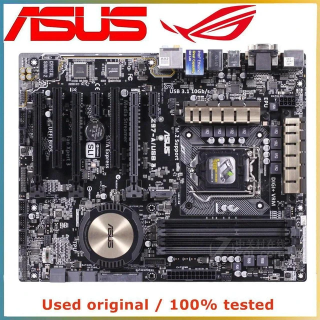 Main image of ASUS Z97-A/USB3.1 Motherboard LGA1150 DDR3 32GB SATA III PCIe 3.0 x16 Z97 Desktop Mainboard Replacement 100% Tested
