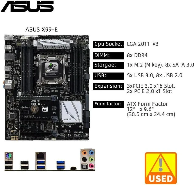 Alt view image 4 of 4 - ASUS X99-E Motherboard LGA2011-3 Supports Intel Xeon E5-2680 V4 E5-2650 V4 E5-2690 V3 E5-2696 V3 DDR4 Replacement 100% Tested