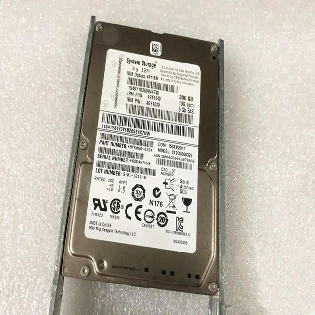 Main image of Almost New 300GB 2.5" 6Gb/s SAS 10000RPM Enterprise Server HDD PN 49Y1840 49Y1836 49Y1839, 32MB Cache, 100% Tested Fully Work