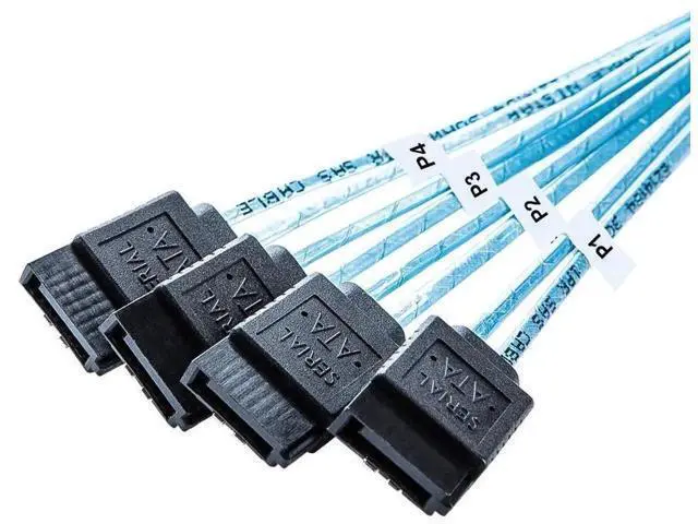 Alt view image 3 of 5 - SFF-8644 to 4 Sata 7 Pin Cable, External Mini SAS HD SFF-8644 to 4 Port SATA Cable, Hard Disk Data Server Raid Cable 1 Meter/ 3.3 FT