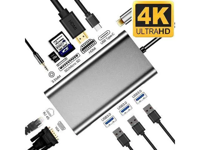 Alt view image 7 of 7 - USB C Hub, USB C Adapter, JAENFONG Thunderbolt 3 hub, Multiport USB C to HDMI Adapter with Type C Charging Port, USB 3.0 Ports, Ethernet Port for MacBook Pro 2017/2016 (10 in 1)
