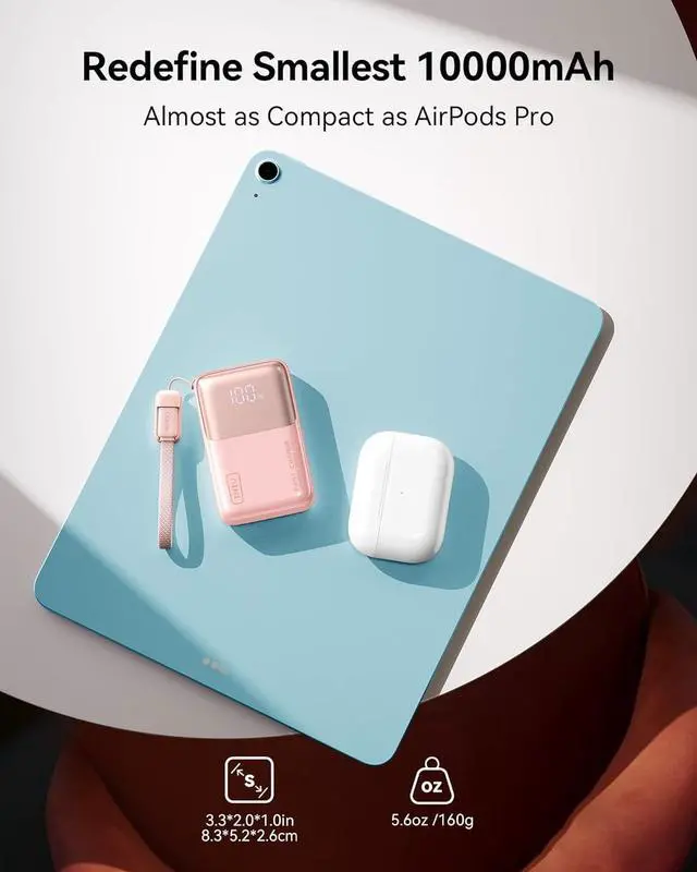 Alt view image 2 of 7 - INIU Pocket Size Portable Charger, Ultra Small 10000mAh 45W PD Power Bank, Fast Charging Battery Pack, Travel Essentials Powerbank for iPhone 17 16 Pro Air, Xiaomi 17 Pro Max 16 15 14, Samsung S24 etc