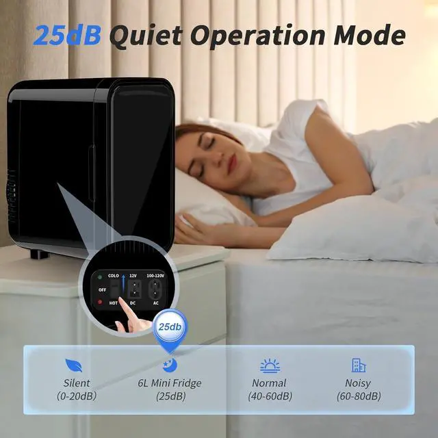 Alt view image 7 of 7 - Mini Fridge, 6 Liter/8 Can 110V AC/DC Portable Thermoelectric Cooler Refrigerators for Bedroom, Skincare, Beverage, Office, Dorm Room and Car, Black