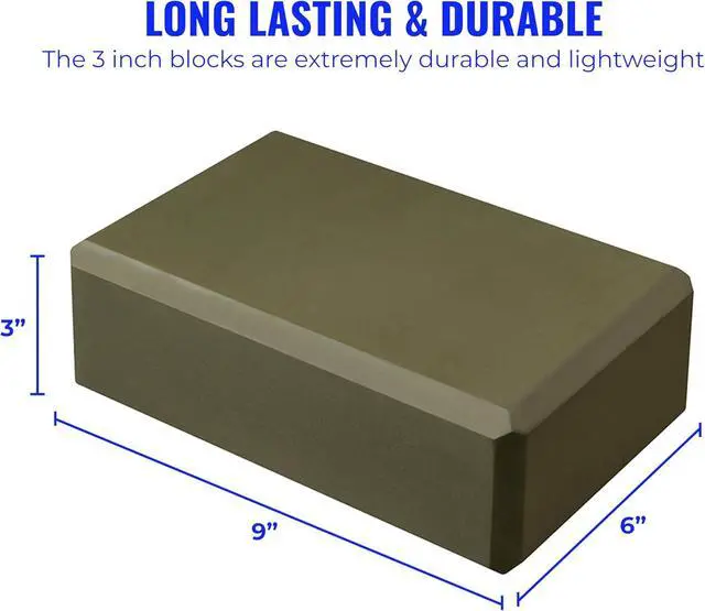 Alt view image 6 of 7 - Hello Fit 3" Yoga Block, 10 Pack Bulk EVA Foam Yoga Blocks, Firm and Supportive Yoga Brick, Balance Foam for Stretching, Pilates, and Workout, 3" x 6" x 9" Olive Green