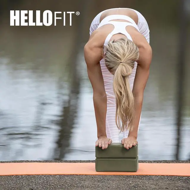 Alt view image 7 of 7 - Hello Fit 3" Yoga Block, 10 Pack Bulk EVA Foam Yoga Blocks, Firm and Supportive Yoga Brick, Balance Foam for Stretching, Pilates, and Workout, 3" x 6" x 9" Olive Green