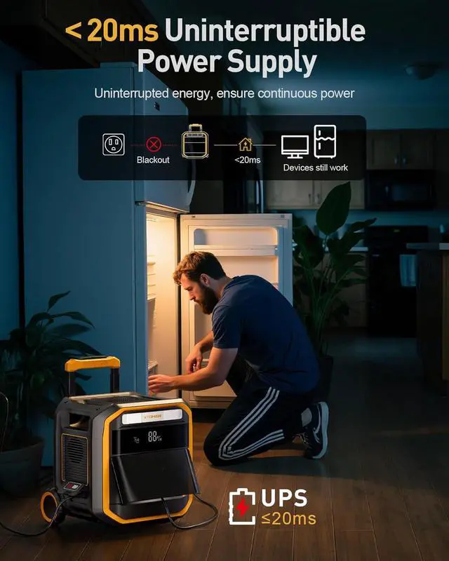 Alt view image 4 of 7 - FlashSpeed Pro 3600 Portable Power Station, 3600W 3096Wh Solar Generator with 2Hr Fast Charge, UPS Home Backup & Outdoor Power for Camping, RV, Power Outage, Emergencies (with Wheels)