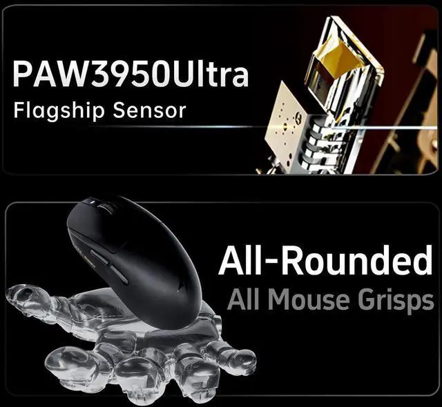 Alt view image 5 of 7 - Dragonfly A9 Se Wireless Gaming Mouse, 53g Lightweight, Paw3311 Sensor, Adjustable Dpi, 1K Polling, 120 Hr Battery Life, Tri-Mode NearLink/Bluetooth/Wired