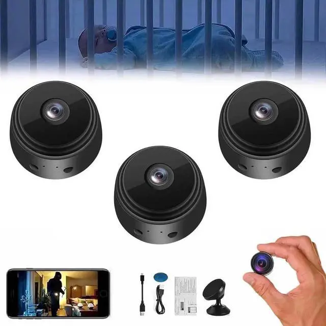 Main image of Magnetic Mini Security Camera Outdoor, Mini Security Cameras for Home Security, Mini 1080p HD Wireless Magnetic Security Camera, Nanny Cams Wireless with Cell Phone App and Sound(3, Black)