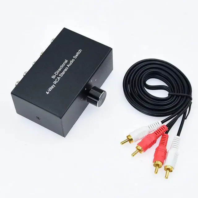 Alt view image 7 of 7 - No Noise 4 Way 1 in 4 Out or 4 in 1 Out Audio Sound selector RCA Female Stereo 4 Channel Splitter switcher Box Switching No External Power