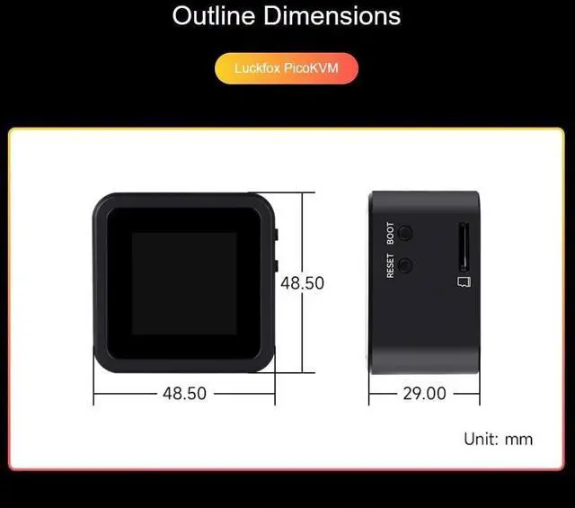 Alt view image 7 of 7 - Luckfox PicoKVM Lightweight IP KVM Remote Management Tool, Supports 1920 × 1080@60fps HDMI Video Input and HID Signal Output for Device Control, with Case and 1.54inch Touch Display