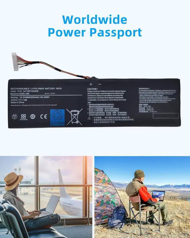Alt view image 6 of 7 - 94.24Wh GAG-J40 Laptop Battery Replacement for Gigabyte for Aorus 14 V7 K7 14-P64WV6, for Aorus 15 X8 for Aorus 15X V8-BK4 V8-CF2 for Aorus 15G XB 15P WB 17 XA 17G KB 17X WB 17X YB X7 High performance