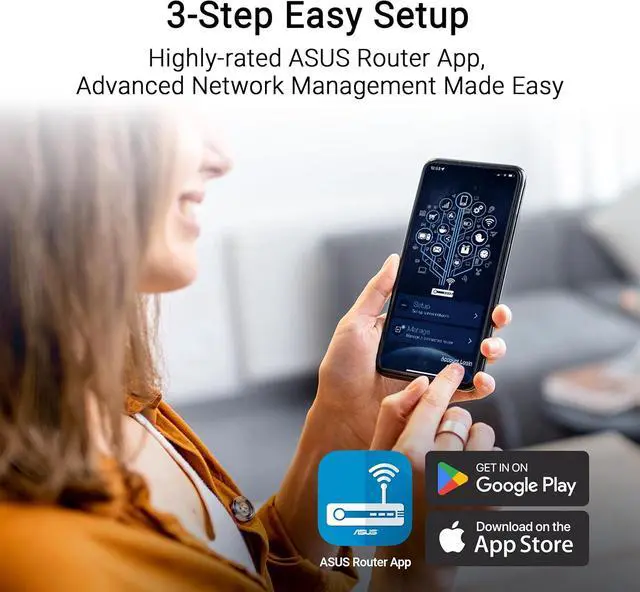 Alt view image 6 of 6 - ASUS RT-BE50, Dual Band Expandable Smart AIMesh B3600 (802.11be), ONE Port 2.5 WAN, THREE 1G Ports, Up to 3 SSID for IoT Device, VPN Compatible and Parental Controls, Black