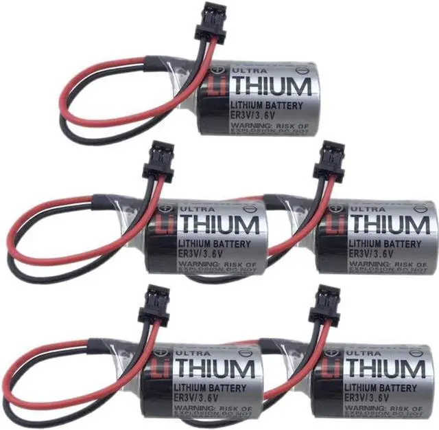 Main image of (5-Pack) LITKEQ 1000mAh ER3V 3.6V PLC Lithium Battery Compatible for Toshiba JZSP-BA01 (with 2 Pin Black Connector)