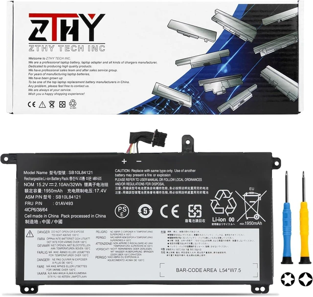 Main image of ZTHY 01AV493 00UR890 Laptop Battery Replacement for Len OVO ThinkPad T570 20H9004RUS 20JW0009US T580 20L9001YGE P51S 20HB000WUS P52S 20LB000HGE Series 00UR891 00UR892 SB10L84121 SB10L84122 SB10L84123