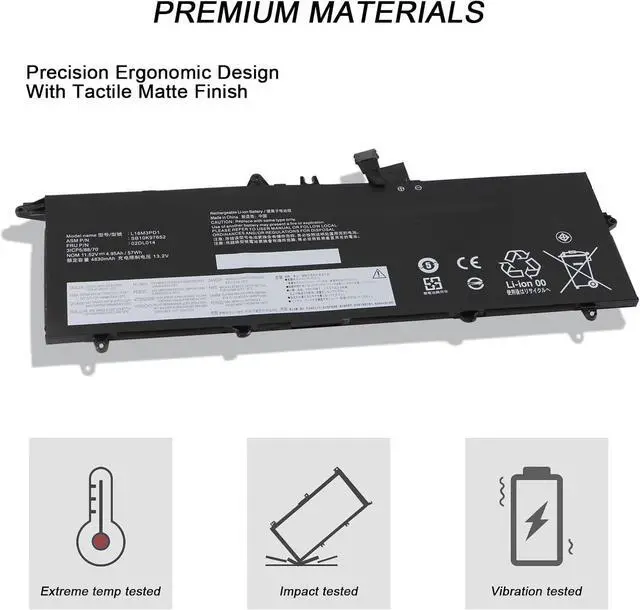 Alt view image 4 of 6 - 57Wh L18M3PD1 Laptop Battery for ThinkPad T490s T495s T14s (Gen 1) 02DL013 02DL016 02DL015 20UJS01R0Y L18C3PD1 5B10W13911 L18C3PD2 L18M3PD2 SB10K97651 SB10K97653 SB10K97652 L18L3PD1