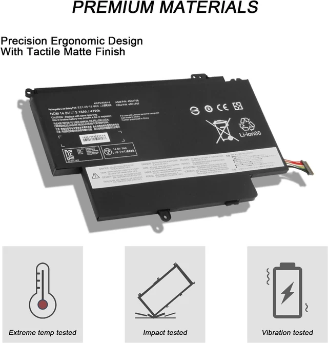 Alt view image 4 of 6 - 47Wh 45N1704 45N1705 45N1706 45N1707 Laptop Battery for ThinkPad S1 Yoga ThinkPad Yoga 12 S1-S240 S1-120 Series 20DL 20DK 20C0 20CD 20CD00AJGE 20CD0038GE 20CD0001GE 20DL0014FR 20C0006EGE