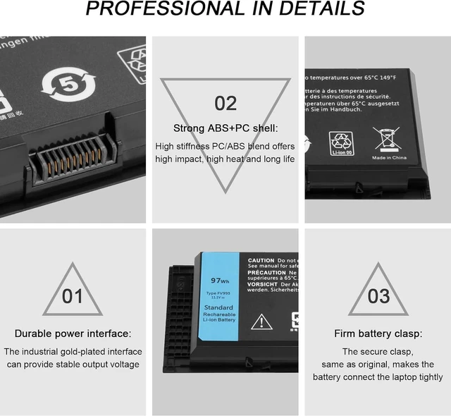 Alt view image 3 of 6 - FV993 Laptop Battery for Dell Precision M4600 M4700 M4800 M6600 M6700 M6800 Mobile Workstation FJJ4W R7PND X57F1 PG6RC V7M28 KJ321 WD6D1 4HJXX T4DTX 33F0D FVWT4 J5CG3 1C75X 3DJH7 97KRM RY6WH 9GP08