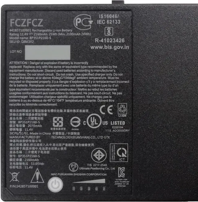 BP3S1P2160-S Battery Replacement for Getac F110 G4 G3 G2 / Getac F110 ...