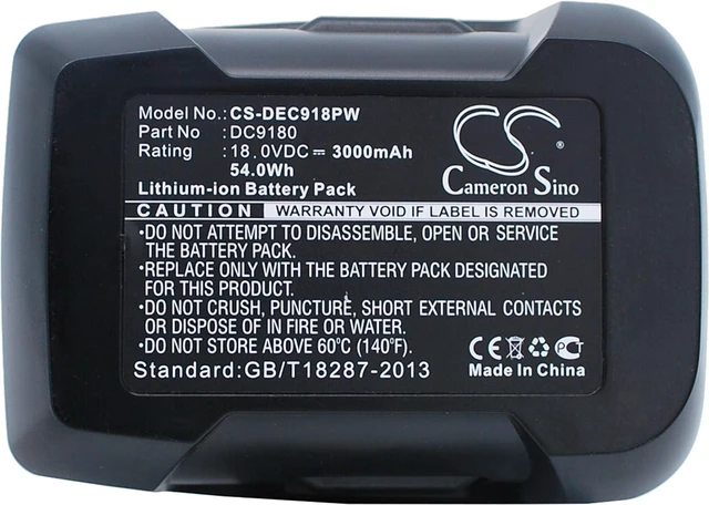 Alt view image 5 of 5 - 3000mAh/54.0Wh Replacement Battery for DC9180, DC9180C, DC9182 DCD925, DCD925B2, DCD925KA, DCD925N