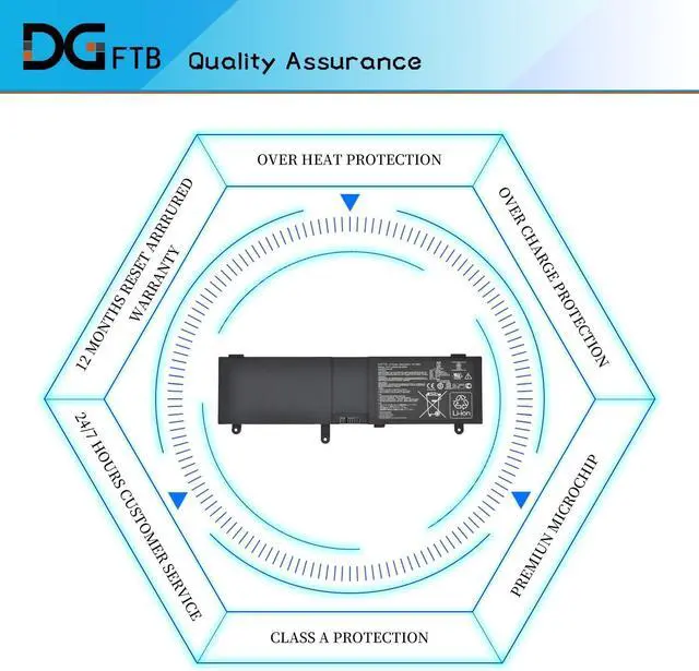 Alt view image 6 of 7 - DGTECH C41-N550 Laptop Battery Replacement for ASUS N550 N550JA N550JV N550J N550X47JV N550X47JV-SL N550JK Q550L Q550LF G550 G550JK Series 15V 59Wh