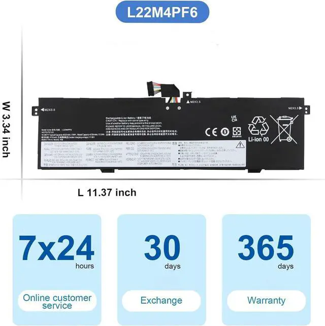 Alt view image 7 of 7 - 15.56V 4822mAh 75Wh L22M4PF6 L22C4PF6 Compatible for Lenovo Yoga Pro 14s IRP8D Yoga Pro 9-14IRP8(83BU)/SLIMPRO 9-14IRP8(83BV)