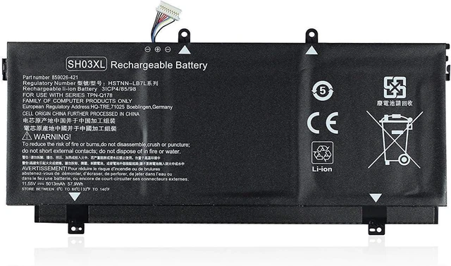 Main image of SH03XL Laptop Battery Compatible for HP Spectre X360 13-W021TU 13-W022TU 13-W033ng 13-W0xx X360 13-AC015TU 13-AC013TU 13-AC033DX, HSTNN-LB7L 859026-421 85935 6-855 TPN-Q178(11.55V 57.9Wh)