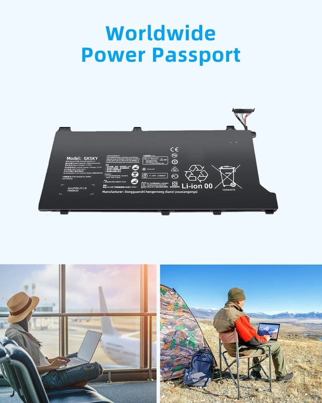 Alt view image 6 of 7 - 41.72Wh HB4593J6ECW 3ICP5/64/84 Replacement Battery for MateBook 13 i7 WRT-W19L WRT-W29 WRT-WX9 for MateBook 13 WRT-W19 11.4V 3660mAh High Performance