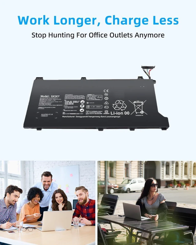 Alt view image 5 of 7 - 41.72Wh HB4593J6ECW 3ICP5/64/84 Replacement Battery for MateBook 13 i7 WRT-W19L WRT-W29 WRT-WX9 for MateBook 13 WRT-W19 11.4V 3660mAh High Performance