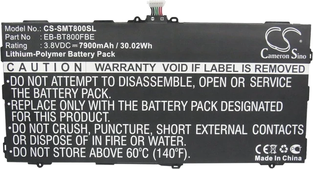 Alt view image 5 of 5 - 7900mAh Tablet Replacement Battery for Galaxy Tab S 10.5,10.5 LTE,SM-T800,T801,805,805C,T805Y,T807,T807A,T807P