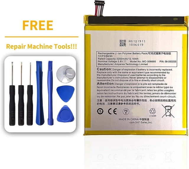 Alt view image 2 of 7 - 3.8V 12.16Wh 3200mAh MC-308695 58-000255 Replacement Battery Compatible for ST28 Tablet (with 8 Pieces Repair Tools)