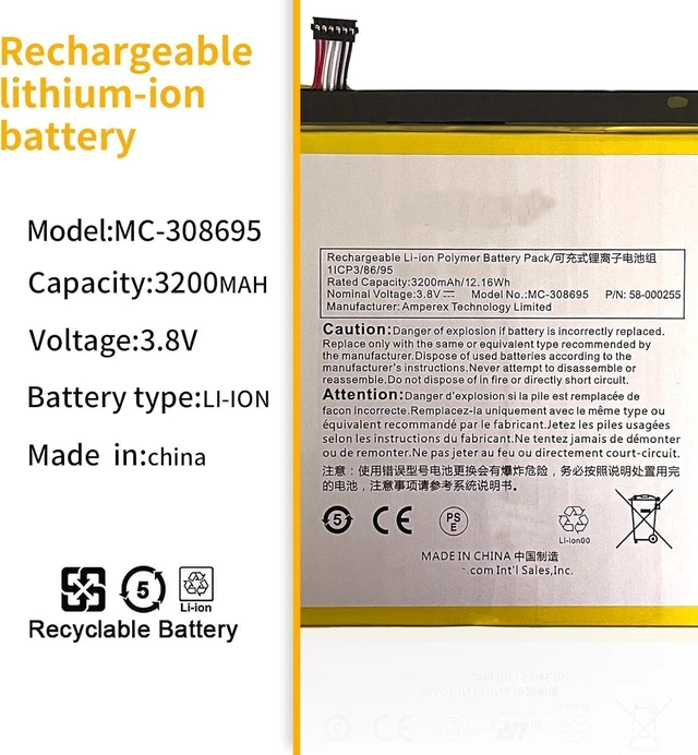 Alt view image 4 of 7 - 3.8V 12.16Wh 3200mAh MC-308695 58-000255 Replacement Battery Compatible for ST28 Tablet (with 8 Pieces Repair Tools)